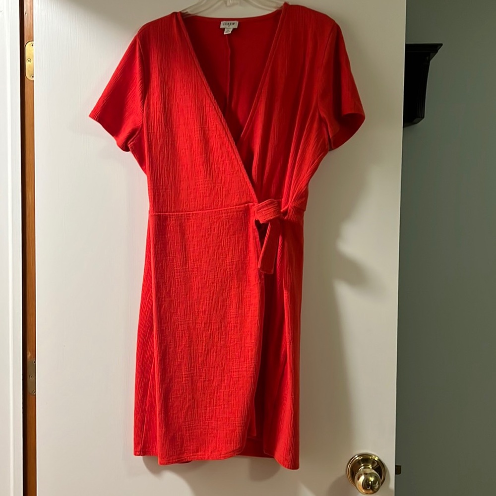 EUC J Crew Dark Orange Wrap Dress - Size Large